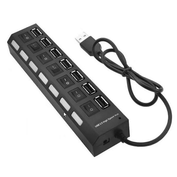 Usb Hub Extender 7 Port Hub Sort og Hvid med Switch Lys Hub 7 Port Docking Station 5 Stykker