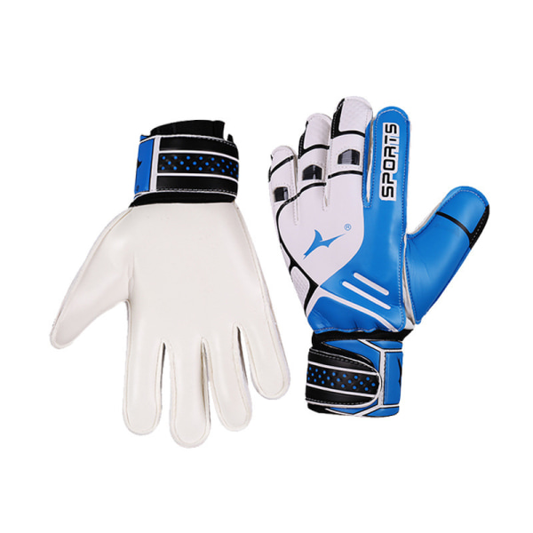 Fodbold målmandshandsker professionelt fingerbeskytter udstyr skridsikker træning slidbestandige handsker blue Child  size 7