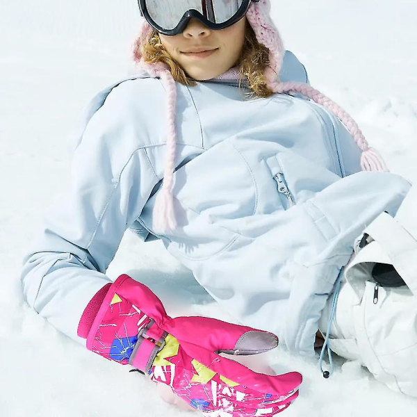 Unisex vanntette, vindtette vintervarme snowboardskihansker Rose red