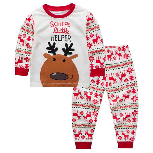 Julebørn til drenge og piger pyjamassæt juletop + buksesæt hjemmetøj style 2 3-4 Years