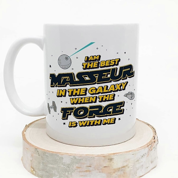 Massør Krus Best i Galaksen The Force is with Me Morsom Gave til Kolleger Keramisk 11oz Krus