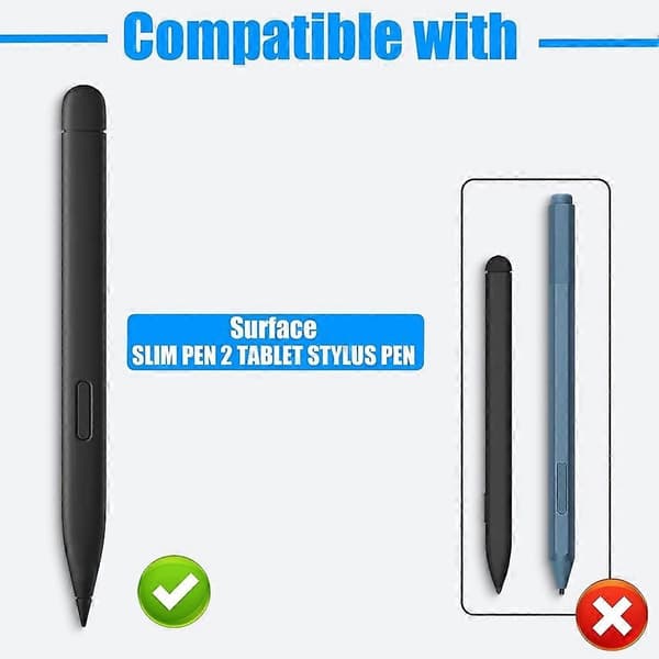 2 STK. Slanke Penneudskiftninger, Real-Time Følsomhed Udskiftningsspidser Passer til Microsoft Surface Slim Black