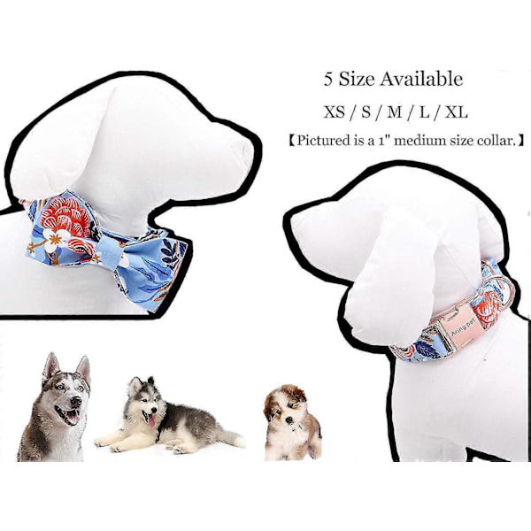 Sløjfe Hundehalsbånd Sødt Hundehalsbånd med Sløjfe, Justerbare Halsbånd til Små, Mellemstore og Store Hunde