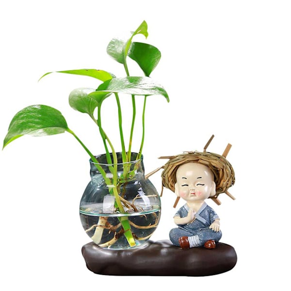 Glasvas Vacker Munk Transparent Växt Terrarium Glasvas Skrivbordsdekoration