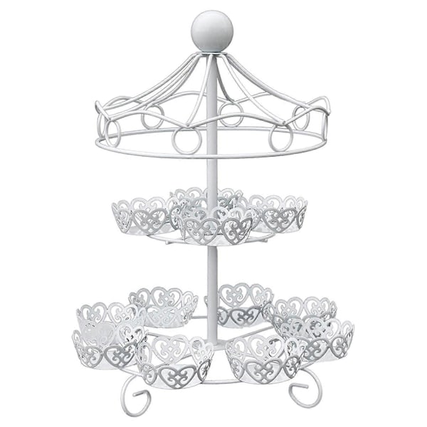 2-lags Karusell Cupcake Stativ Holder Display Bryllupskake Cup Display Stativ 12 stk
