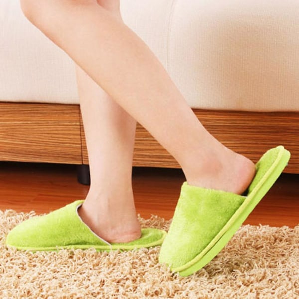 Candys fargerike bomullstøfler tykkede pustende varme sko for hjemmebruk Green 42