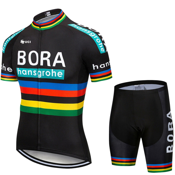 UCI BORA 2023 Kortermet trøyesett for menn Ropa Ciclismo Hombre Sommersykkelklær Triathlon Bib Shorts Dress Sykkeluniform Black Asian size - XXL