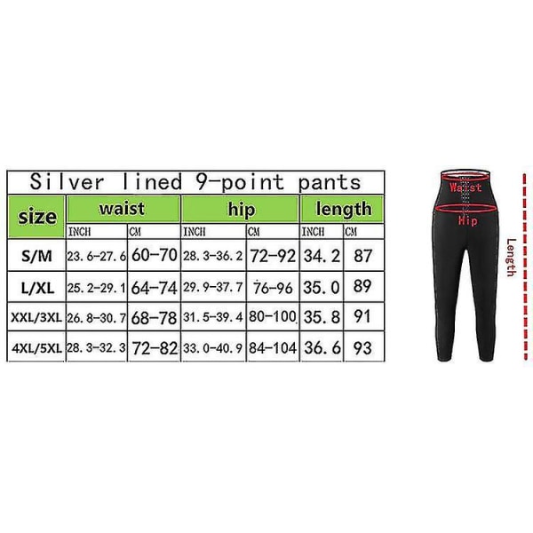 Tflycq Dame Shapewear Sauna Bukser Høy midje Trange Sports Fitness Bukser Breasted Mage Kontroll Svette Tre/fem/ni punkts bukser Nine point pants 2XL-3XL