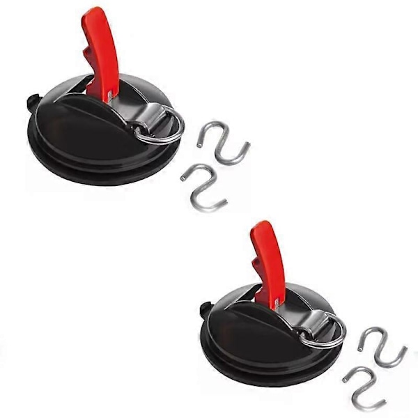 2 Stycken Sugkoppsfäste med Fästkrok, 4 S-Krokar, Markisfäste Sugkoppskrok för Bilsidestält Camping Presenningstillbehör