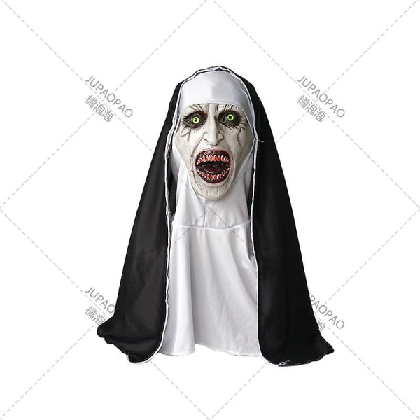 2023the Nun Skräckmask Cosplay Skrämmande latexmasker med huvudduk Helansiktshjälm Halloween-festrekvisita Halloween-dekoration style3