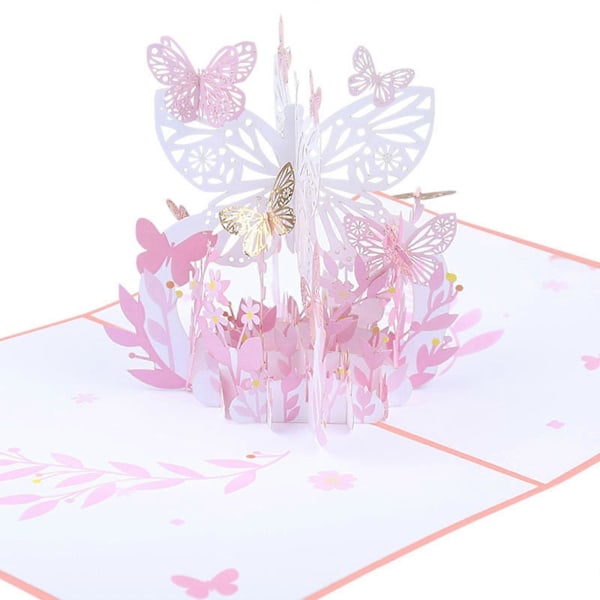 Sommerfugl Blomst Popup Kort, 3D Lykønskningskort, Unik Gave til Damer Piger, Jubilæum Fødselsdag