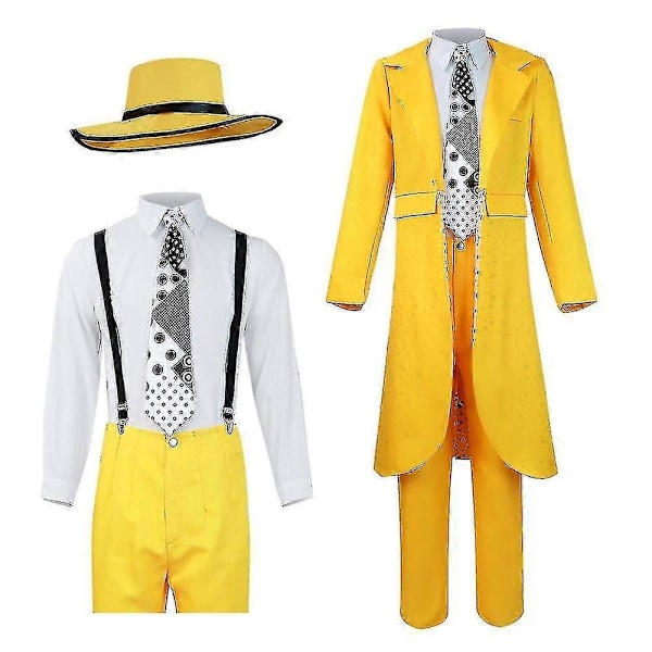 The Mask Jim Carrey Gul Kostym Cosplay Kostym Herr Uniform Uppsättning