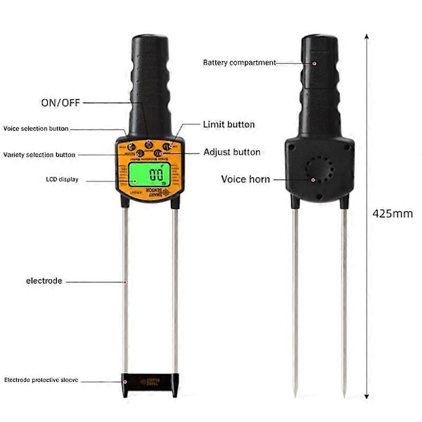 AR991 Kornfugtmåler Digital Analysator Majs/Hvede Ris Bønne Fugttester Baggrundsbelyst LCD Disp