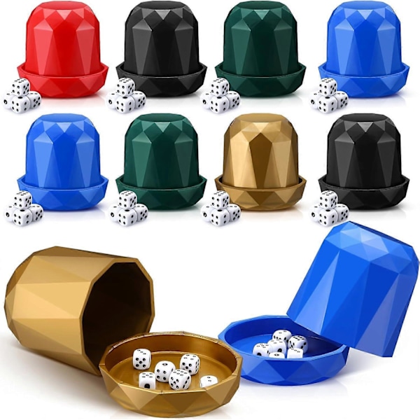 10-pack Mini Tärningskopp Set med 50 Sexsidiga Tärningar - Plast Shaker Koppar för Tärningsspel, Party Favörer, Karnevalspriser, Matematik Belöningar