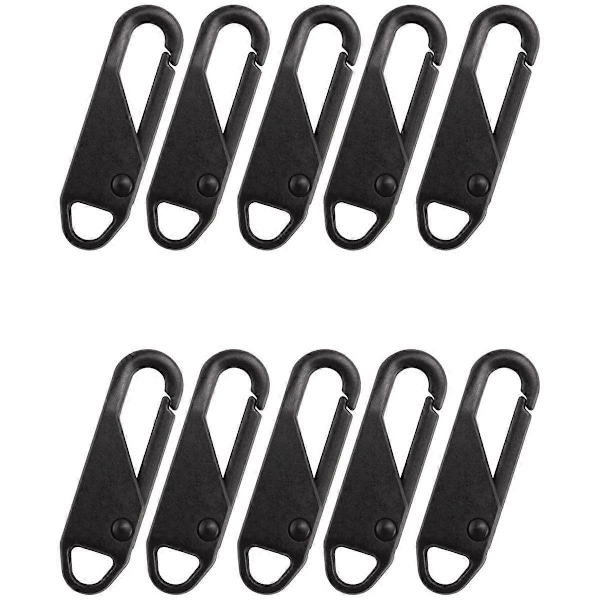10 st Dragkedjekläpp Ersättning Dragkedja Reparationskit Dragkedja Slider Kläpp Universal Dragkedjefixare Metall Dragkedjehuvud (Svart)