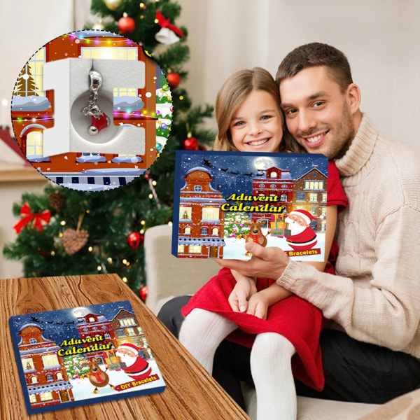 Jule-adventskalender for barn mote smykker adventskalendere DIY sjarmarmbånd Halskjede Julebarn Gave Fine