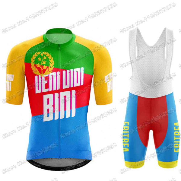 Team Eritrea 2023 Cykeltröja Set Sommar Cykelkläder Herr Road Bike Shirts Kostym Cykel Bib Shorts MTB Riduniform 8 XS