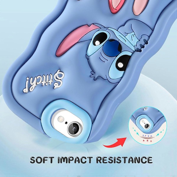 Passer til iPhone 8/7/6s/6/SE 2022/SE 2020 Telefon Cover Tegneserie 3D Karakter Design Telefon Cover til Teenagere Cool Silikone Blødt Beskyttelses Cover, Blå