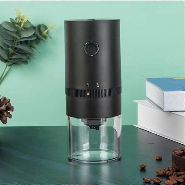 Bærbar Elektrisk Kaffekværn til 4 Kopper -- grov, kaffepulver, USB Genopladelig Sort