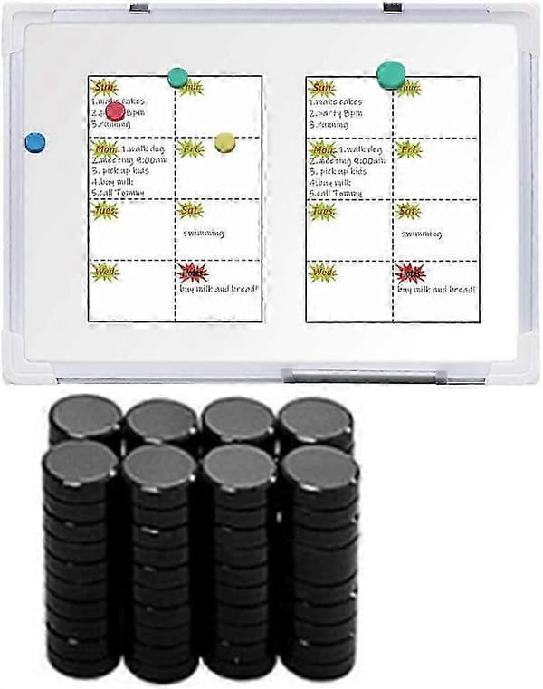 10 stk. sorte memoboardmagneter til whiteboard og køleskab