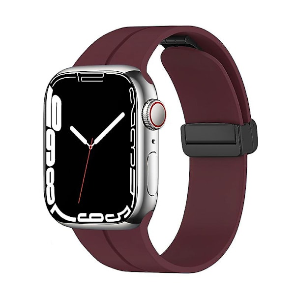 Magnetisk stropp for Apple Watch Ultra Band 49 mm 45 mm 41 mm 44 mm 40 mm 42 mm 38 mm Silikon Correa-armbånd Iwatch Series 8 Se 7 6 5 4 Burgundy 42mm 44mm 45mm 49mm