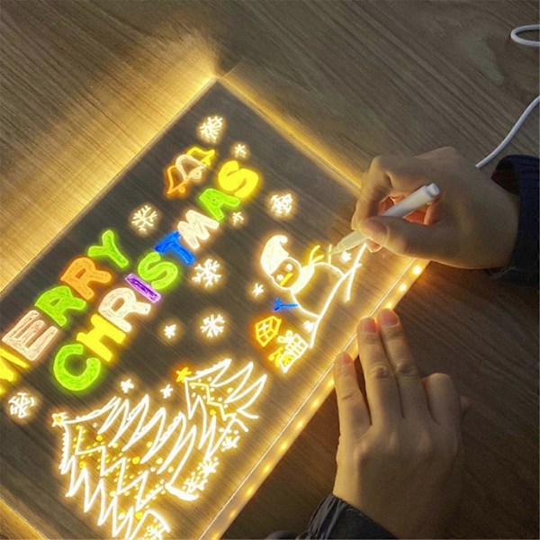 Färgglad 7 Färgers LED Whiteboard Akryl Anslagstavla med Ställ USB-driven Återanvändbar Ni