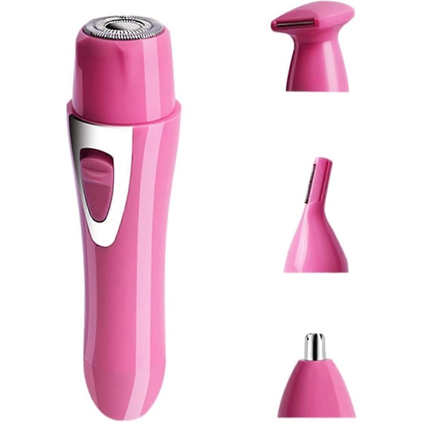 4-i-1 Elektrisk Damebarbermaskin, USB Oppladbar Bikinilinjetrimmer, Nese-, Øyenbrynsklippere for Ansikts- og Kroppshårfjerning (Rosa)
