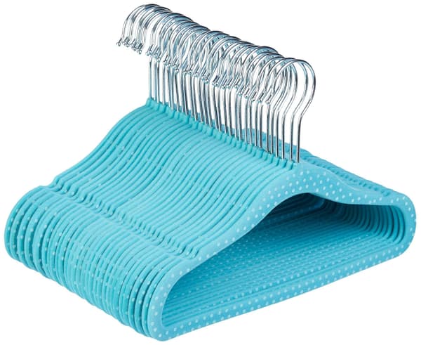 Barnklädeshängare med flockning, 20-pack, Blå Prickar