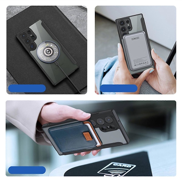til Samsung S24 UltraCase Wallet kompatibel med MagSafe, Slankt holdbart PU læder S24 UltraCase med kortholder, Flip Cover til kvinder og mænd