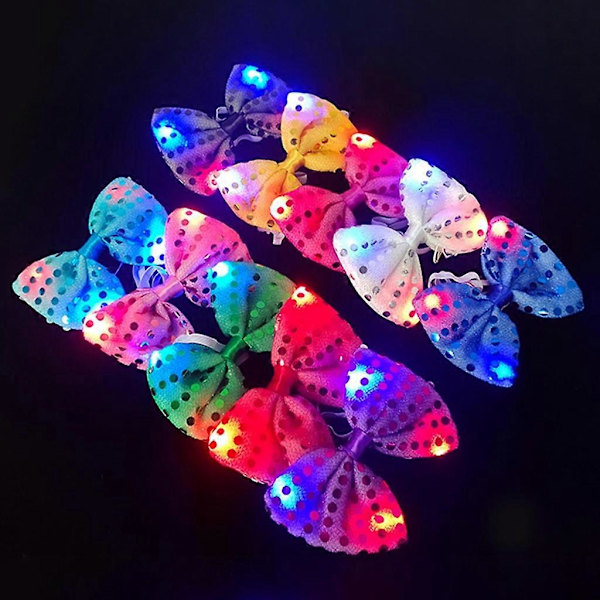 10 Stykker LED Lysende Paillet Butterfly Justerbar Slips Butterfly til Fest