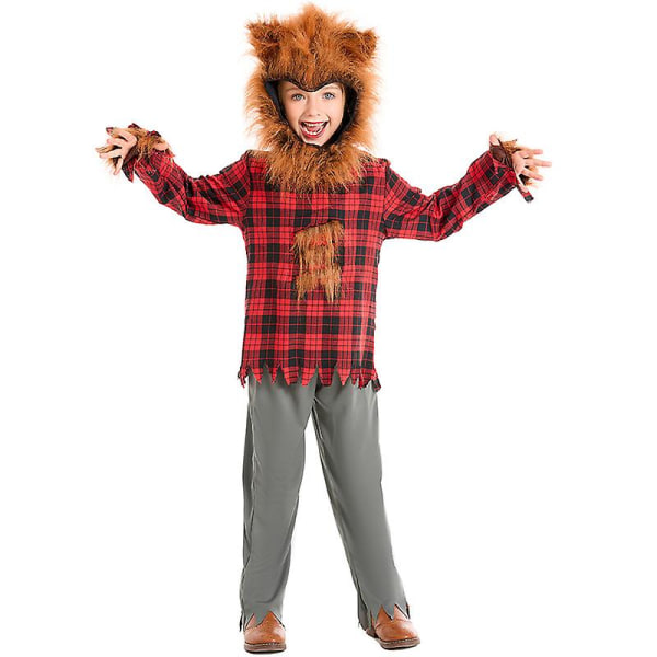 Lasten ihmissusi Halloween -asu tytöille Pojille Harmaa täysikuun ihmissusiasu lapsille Wolfman -asu S