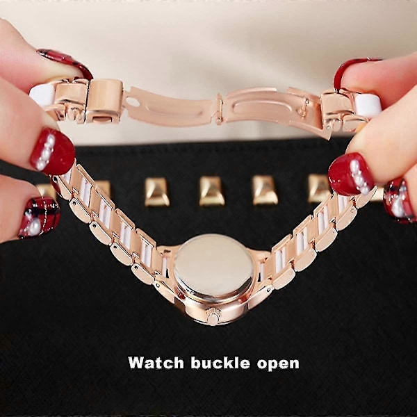 Dame Keramiske Armbåndsure Mode Luksus Quartz 3ATM Vandafvisende Rustfrit Stål Armbåndsur (Guld)