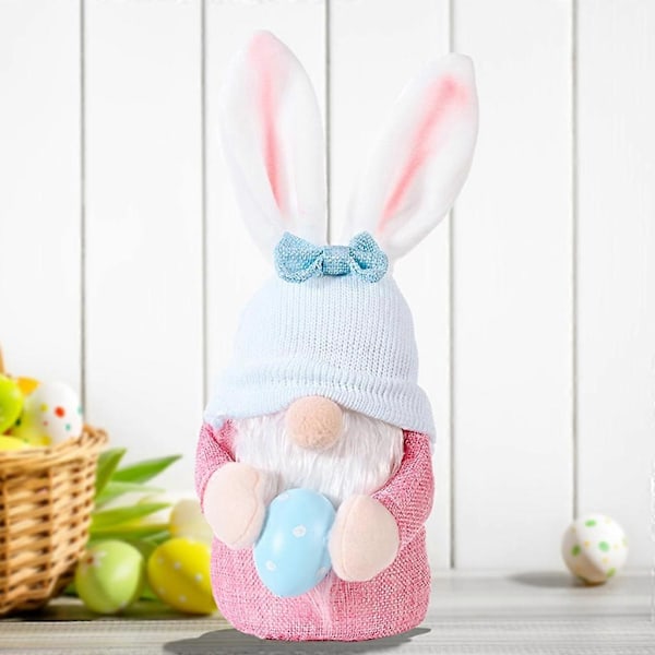 Påskhare Tomte Håller Ägg Kanin Docka Ornament Tillbehör
