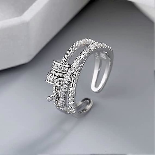 Long tiantian Til Min Datter Gaver fra Mor Fidget Ringe mod Angst Kvinder Sølv Angst Multi-lags Spinner Ringe