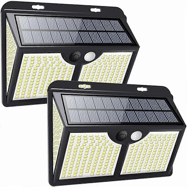 2 stk. LED solcellelampe utendørs, [4 arbeidsmoduser, 270° belysning]