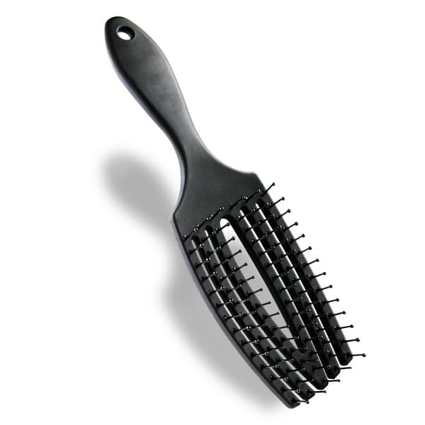 Professionel Hårbørste, Hurtig Fluffy Styling Glattende Børste Hul Buet Stil - Sort