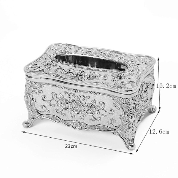 Elegant Tissue Box Omslag Rektangulär Behållare för Bänkskiva Nattduksbord Silver