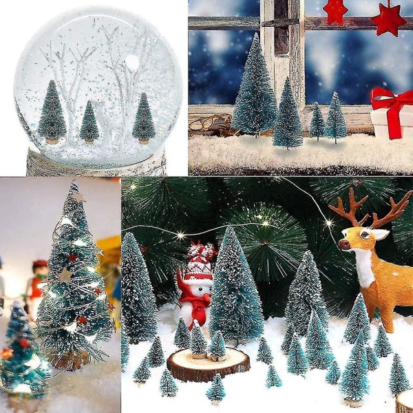 50 stykker kunstig miniatyr juletre lite snøfrosttre furutre Julefest