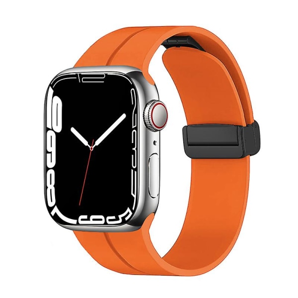 Magnetisk rem til Apple Watch Ultra Band 49 mm 45 mm 41 mm 44 mm 40 mm 42 mm 38 mm Silikone Correa armbånd Iwatch Series 8 Se 7 6 5 4 orange 42mm 44mm 45mm 49mm