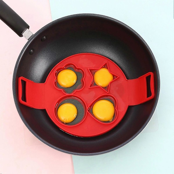 Pancake Form Maker 4 Huller Non-stick Silikone Hjerte Pentagram Formet Æggering Bage Tilbehør Kaesi