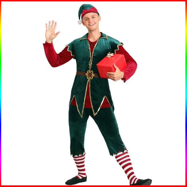 Cosplay kostyme Julekostyme for kvinner og menn Fest karnevalskjole nyttår Cosplay Green Elf Xmas Fancy Dress elskere Lovers women M