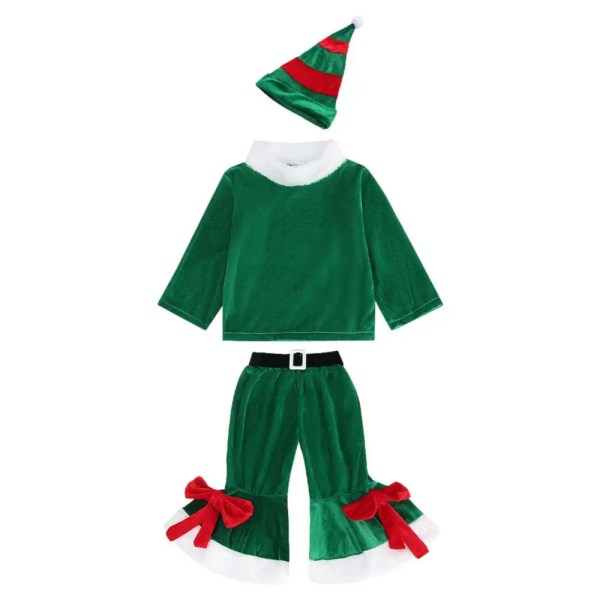 Baby Girl Jultomtens kostym Cosplay Dress Up för barn 110cm green