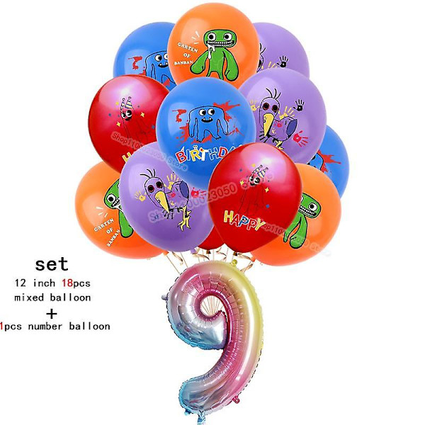 Garten Of Banban Bursdagsfest Dekorasjon Barn Dusj Gutter Jente Servise Kopp Duk Tall Ballong Kake Bakteppe 19pcs set-9