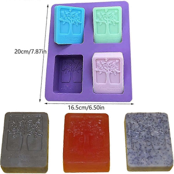 2 Stykker Silikonform Bakeform Kake Bakverk Rektangulær for Is 4 Hulrom Treform