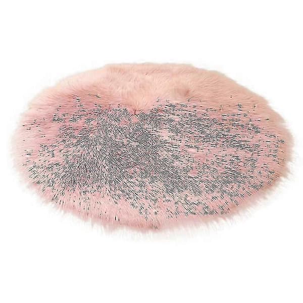 2 st Runda Vinterfårfällsplädar Pläd Sittdyna Stol Kudde Sittdyna Rosa 35cm