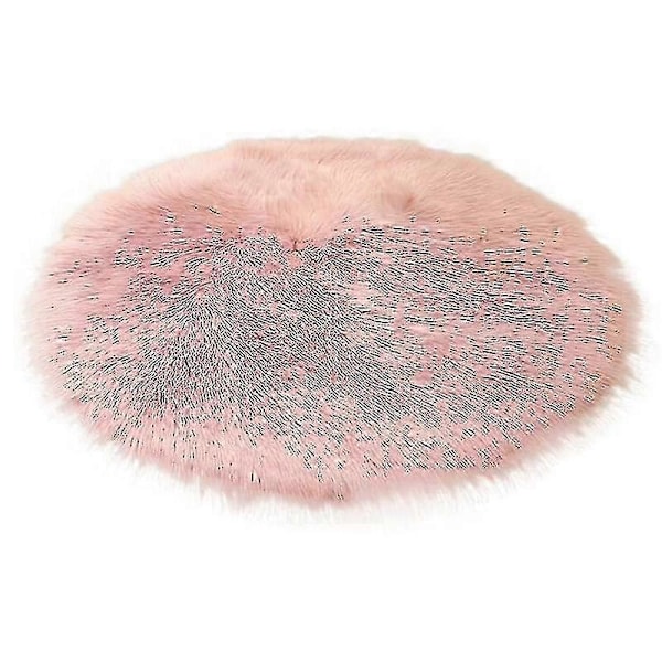 2 stk Runde Vinter Kunstig Pels Saueskinn Pluss Matte Seteputer Stolputer Seteputer Rosa 35cm