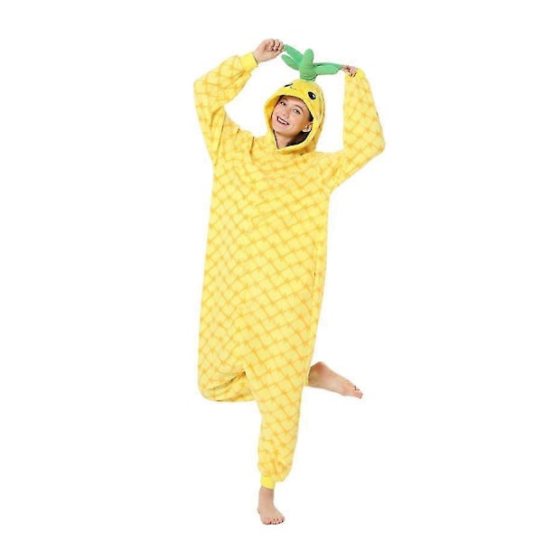 Tegneserie Frukt Ananas Cosplay Kostyme Pyjamas for Menn og Kvinner, Voksen Onesie Pyjamas, Hel Dress Unisex Hjemmeklær