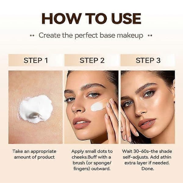 30 ml farveskiftende foundation SPF 50, let åndbar makeupbase, langtidsholdbar smudsfri dækning, 3 nuancer til følsom hud 02 Medium