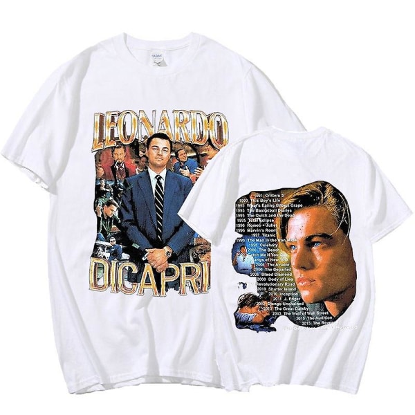 Marino Morwood 90'er Leonardo Leo Dicaprio Rap dobbeltsidet T-shirt Leonardo Dicaprio Young Star Titanic T-shirt Musik T-shirts Gray S