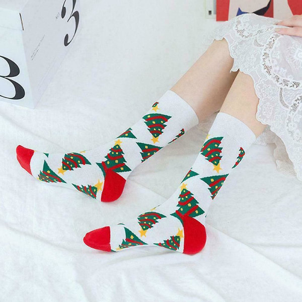 Jul Komfortable Mid Calf Novelty Sokker Xmas Tree Snowflake Stretch Sokker Sokkegave Til Mænd Kvinder Voksne style 5